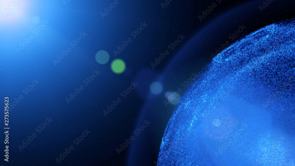Aufkleber blue sphere plasma futuristic scifi rotate on space background. abstract glowing planet flicker sun 