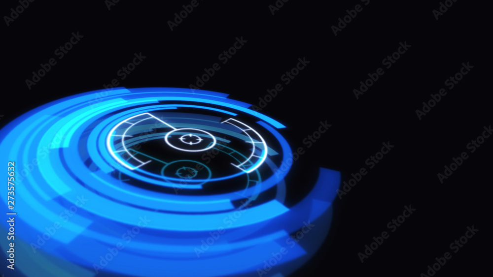 Aufkleber HUD Futuristic Communication Elements Information Graphic Visualization Concept Design. Virtual Reality Hi Tech Spin Circle Gadget Illustration.