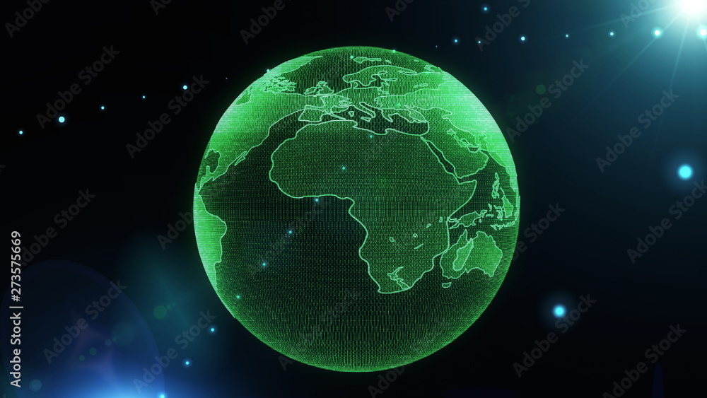 Aufkleber earth rotate hi technology of universe scifi graphic illustration. abstract virtual futuristic spin 