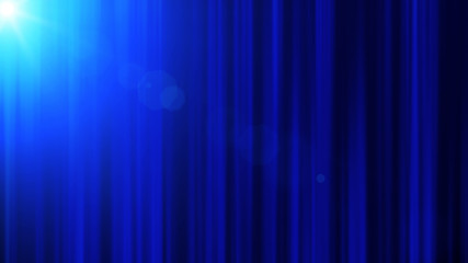 Curtain Sway Abstract With Light Sun Flare Shine Graphic. Silky Blue Drapery Illustration Rustle In Theater Concept Design.