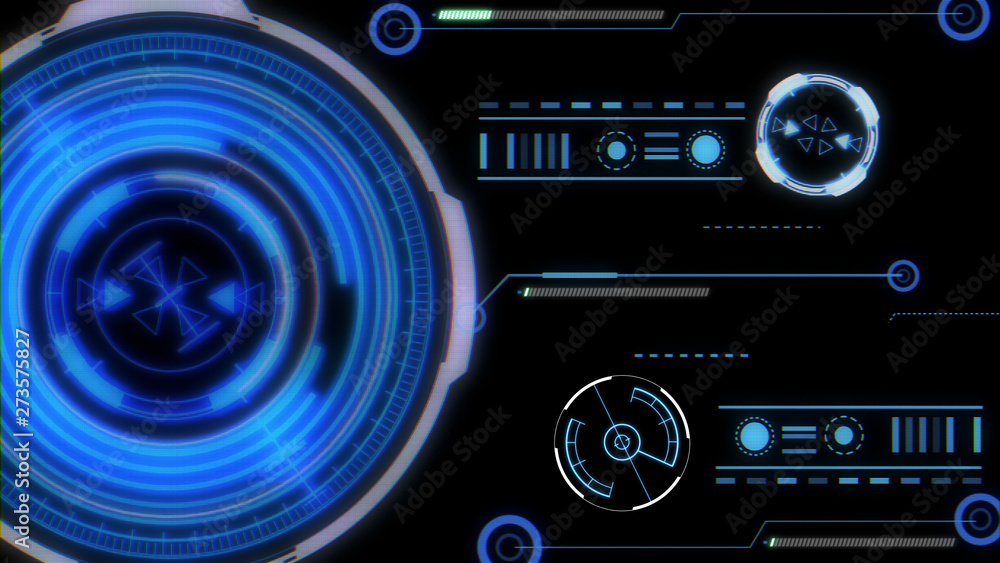 Aufkleber hud scifi technology glow blur futuristic elements digital code interface transfer. spin circle digi
