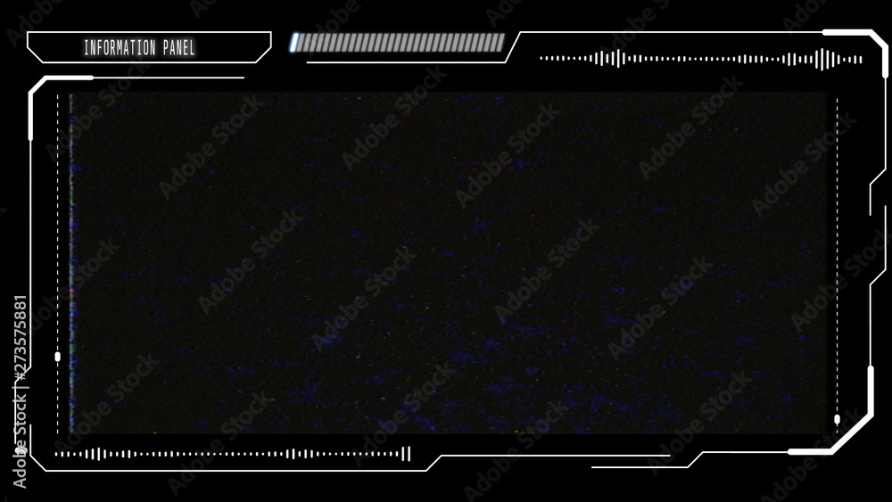 Poster HUD Futuristic Elements Poor Interference Signal User Control Interface Screen Panel. Motion Abstract Hologram VHS Noise Background In Hi Technology Future Frame.