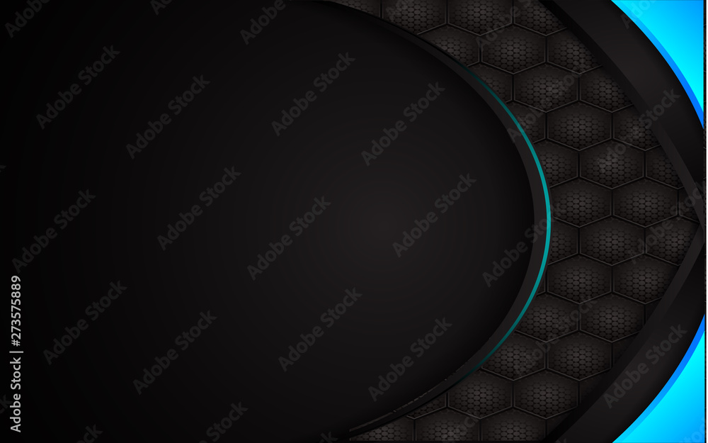 Poster abstract background with blue and black overlap background. contract color tech innovation concept f