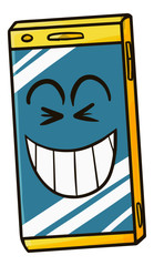 Cute and funny cellphone smiling - vector.