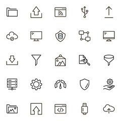 Web hosting line icon set.