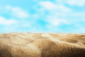 Fototapeta na wymiar Summer Beach Sand Blue Sky Travel Background
