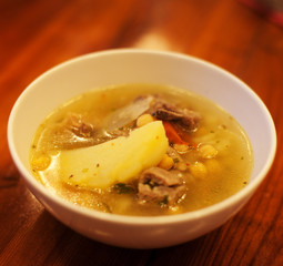 Russian soup in a white plate