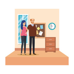 teachers couple in school classroom