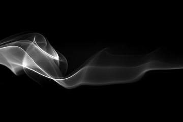 White smoke abstract on black background, fire design