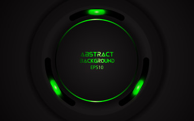 Abstract metallic green and black frame layout design tech innovation concept background for wallpaper, brochure, cover, banner, advertising, corporate. Layer on for text and background design