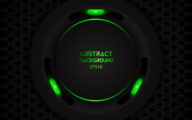 Abstract metallic green and black frame layout design tech innovation concept background for wallpaper, brochure, cover, banner, advertising, corporate. Layer on for text and background design