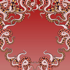Octopus frame design, creative ocean doodle