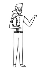 adult father with beard and son characters