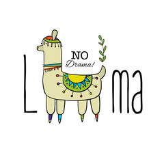 Cute lama character. Greeting card for your design