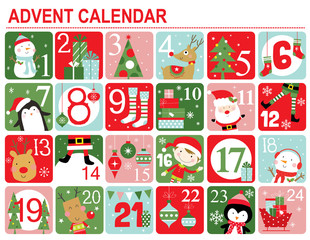 cheerful advent calendar design for christmas celebration