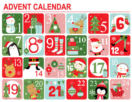 cheerful advent calendar design for christmas celebration
