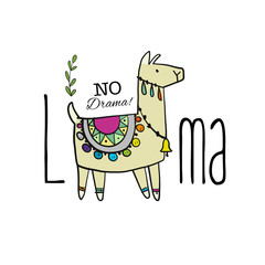 Cute lama character. Greeting card for your design