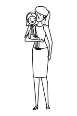 beautiful mother with little daughter characters