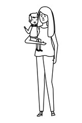 beautiful mother with little son characters