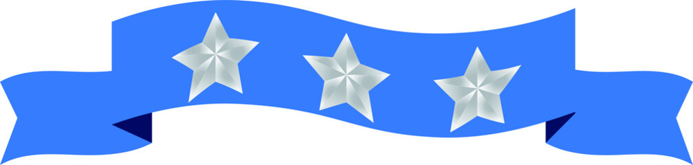 Illustration of a three star blue title ribbon 