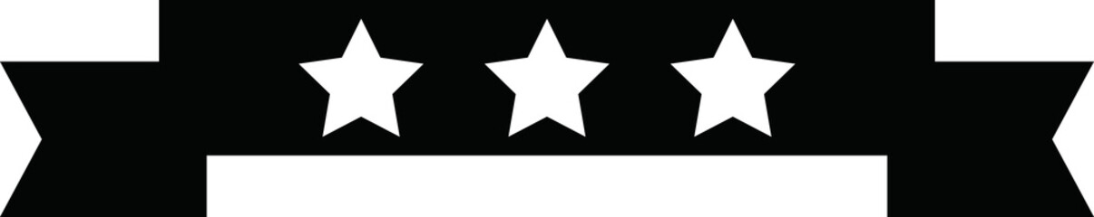 Monochrome Illustration of a three star title ribbon