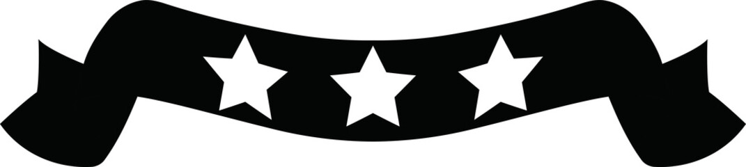 Monochrome Illustration of a three star title ribbon