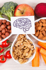 Best natural food for brain health and good memory, healthy eating concept