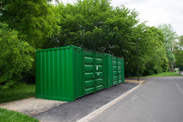 Containers on a roadside in the city