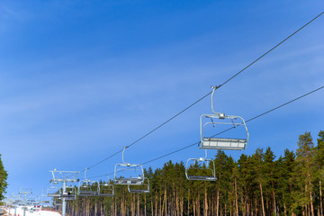 view of the ski lift   in the Ural mountains