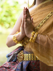 Close up Woman in Thai traditional dress