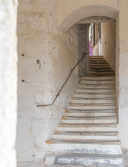 Sauve, France - 06 06 2019:  A stone staircase