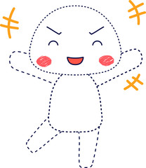 Full-length illustration of the cute dotted line White man character 