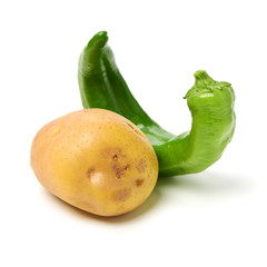 Pepper and Potato on white background