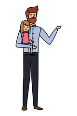 adult father with beard and daughter
