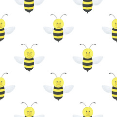  Pattern seamless bear bee honey watercolor illustration digital paper scrapbooking design stickers greeting cards kids textiles