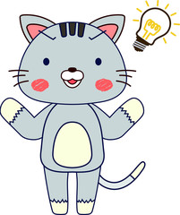 Full-length illustration of the cute cat character 