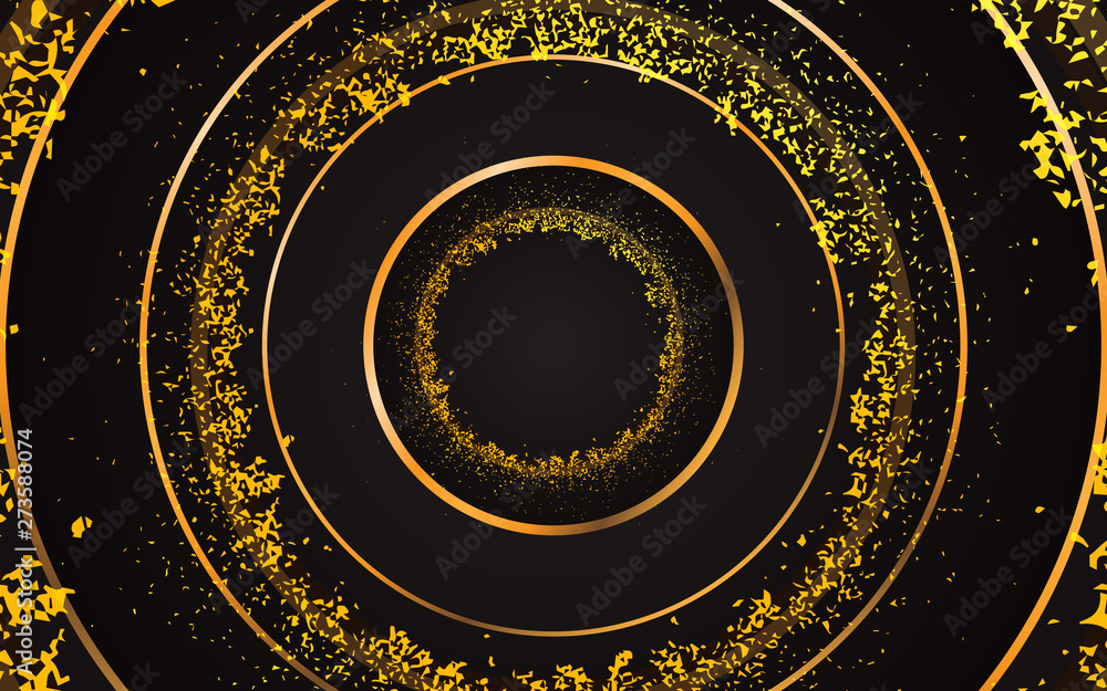 Aufkleber luxury frame background with a combination circle and golden light line. abstract textured with shin