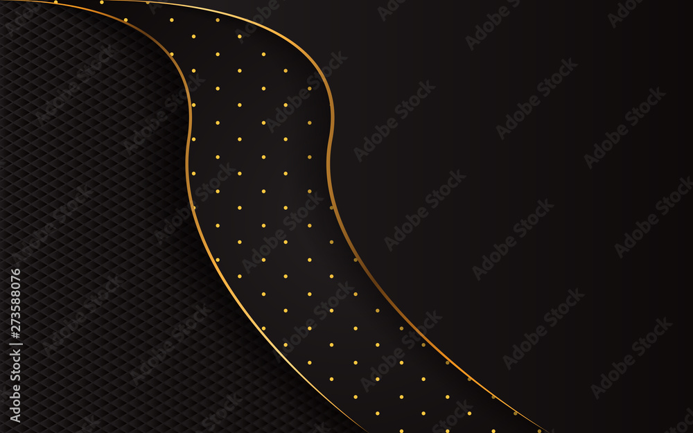 Poster luxury background with gold curve line and glitters composition. elegant vector template for use ele