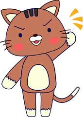 Full-length illustration of the cute brown cat character 