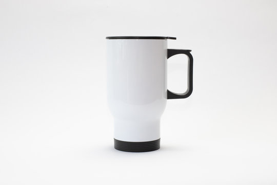 white thermal mug