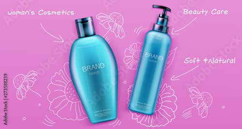Cosmetic Bottles Mockup Shampoo And Conditioner Beauty Cosmetics