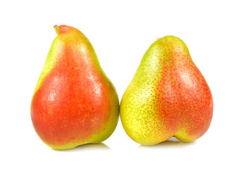Red yellow pear fruit isolated on white
