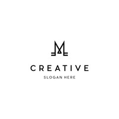 Abstract letter M modern logotype icon design concept, M initial based letter icon logo.