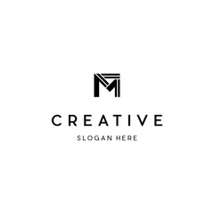 Abstract letter M modern logotype icon design concept, M initial based letter icon logo.
