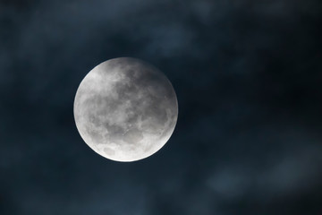 Fototapeta na wymiar The moon in solar eclipse in the southern hemisphere