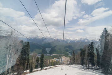 Cable car in the mountains in Sochi