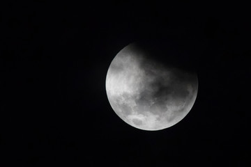 The moon in solar eclipse in the southern hemisphere
