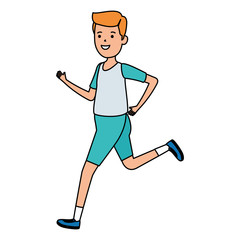 happy athletic boy running sport