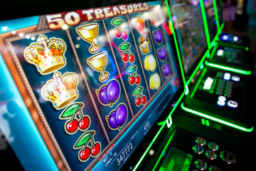 Fototapeta na wymiar Computer monitor of slot machines in casino