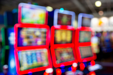 Blurred Slot machines in a casino